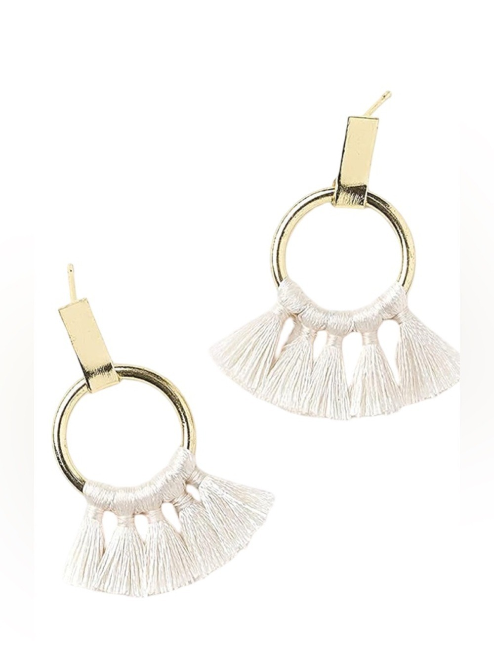 Fair Trade Gold Tassel Hoop Earrings Handmade NWT